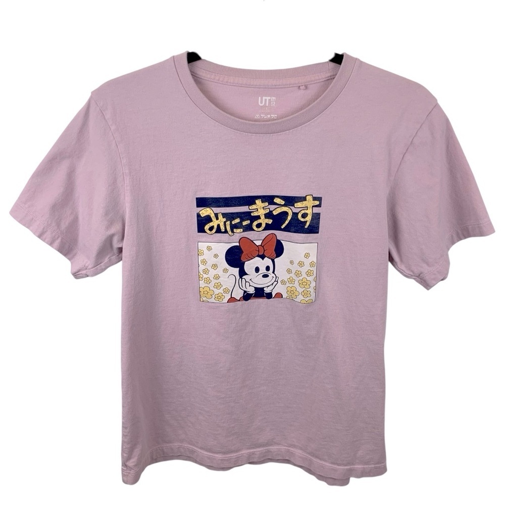 Uniqlo Disney Women's S Minnie Mouse Manga Art T-Shirt Tee Japanese Mauve Pink